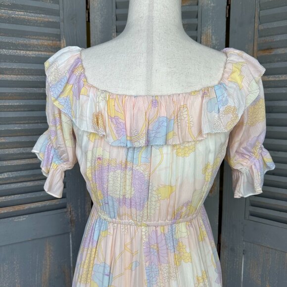 Ba&sh Noma On/Off Shoulder Maxi Dress Nude Sz 4 NWOT - Picture 15 of 16